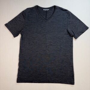 Icebreaker Merino Wool T-Shirt Men's L Heathered Gray Stretch Base Layer V-Neck